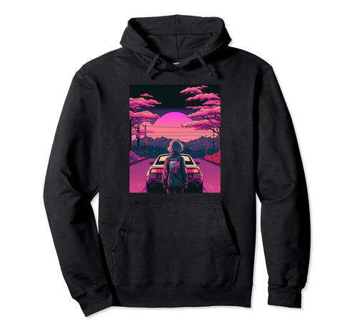 Aesthetic Sunset Japanese Vaporwave Hoodie - Streetwear Style Men Women - T-Shirt, Sweatshirt, Hoodie