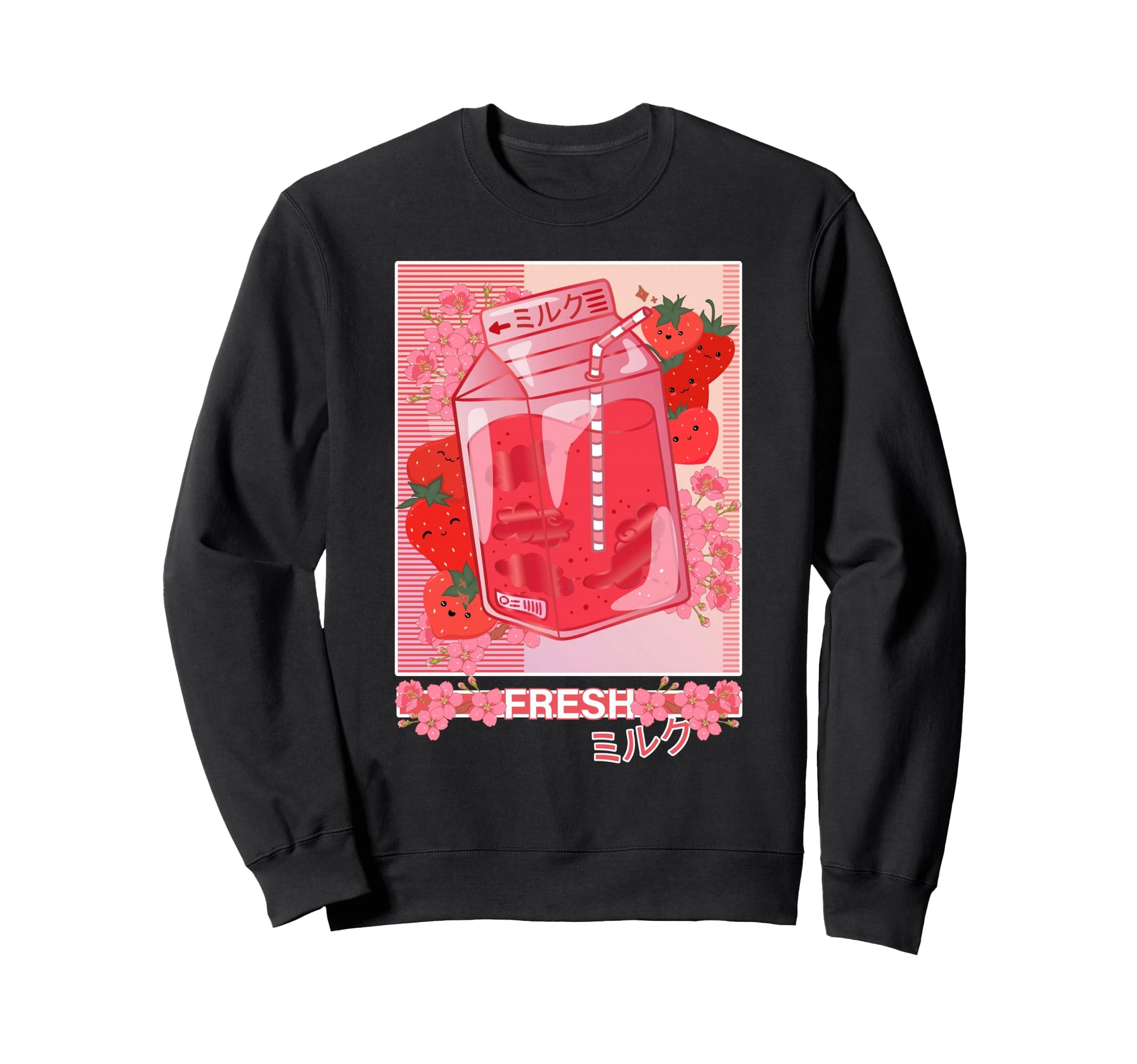 Japanese 90S Kawaii Strawberry Sweatshirt - Minimalist Print Men Women - T-Shirt, Sweatshirt, Hoodie