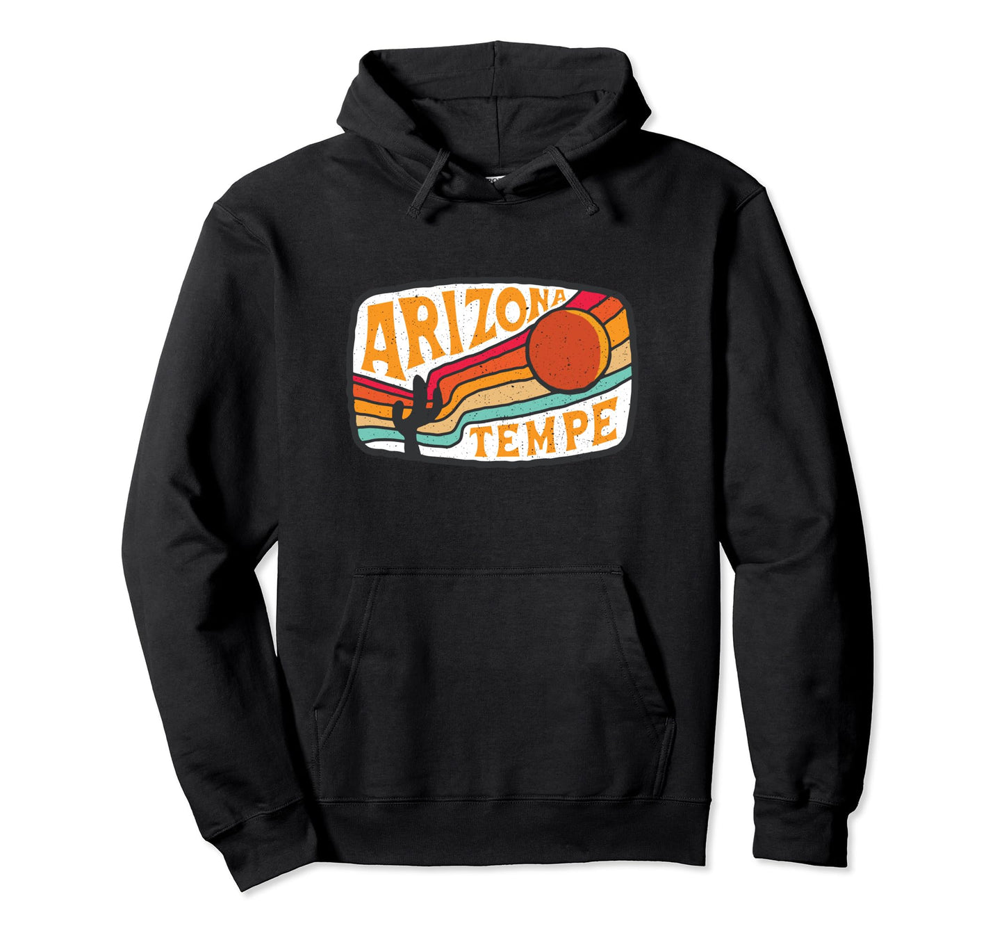 Tempe Arizona Cactus Sun Rainbow Stripes Hoodie - Unique Graphic for Adults - T-Shirt, Sweatshirt, Hoodie