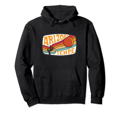 Tempe Arizona Cactus Sun Rainbow Stripes Hoodie - Unique Graphic for Adults - T-Shirt, Sweatshirt, Hoodie