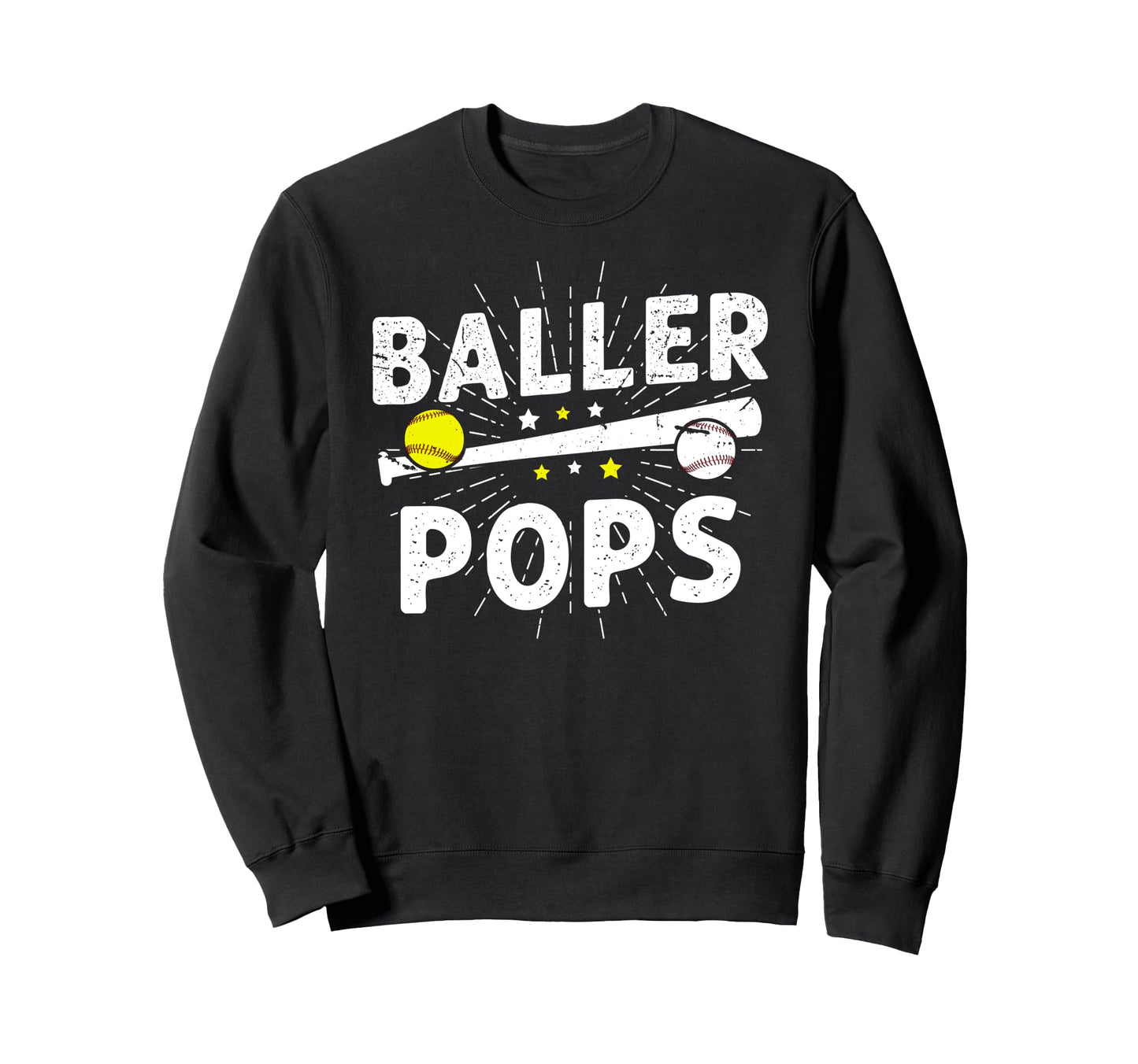 Baller Pops Proud Softball Baseball Sweatshirt - Custom Art Print Unisex - T-Shirt, Sweatshirt, Hoodie