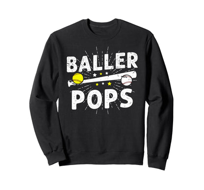 Baller Pops Proud Softball Baseball Sweatshirt - Custom Art Print Unisex - T-Shirt, Sweatshirt, Hoodie