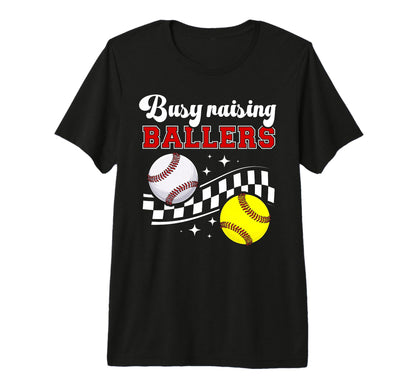 Busy Raising Ballers Baseball T-Shirt - Novelty Apparel for Adults - T-Shirt, Sweatshirt, Hoodie