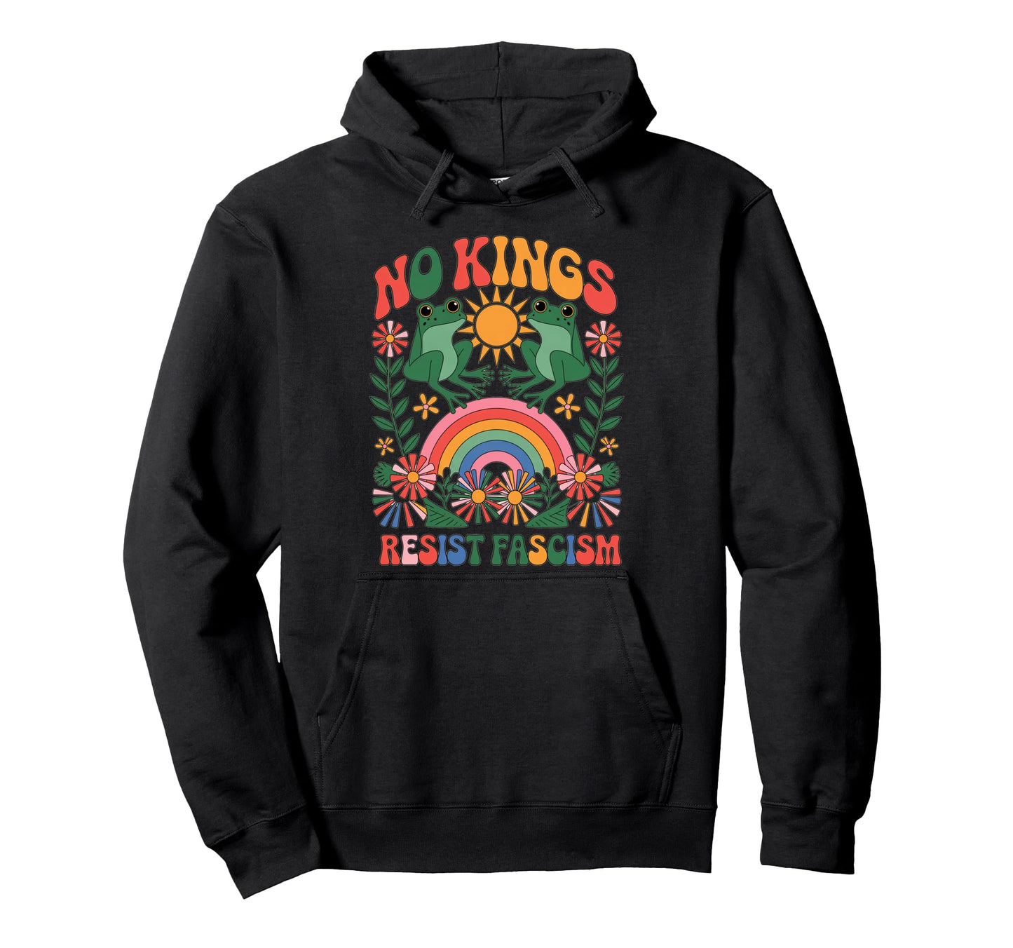 Frog Resist Fascism Groovy Rainbow No Hoodie - Custom Art Print Unisex - T-Shirt, Sweatshirt, Hoodie