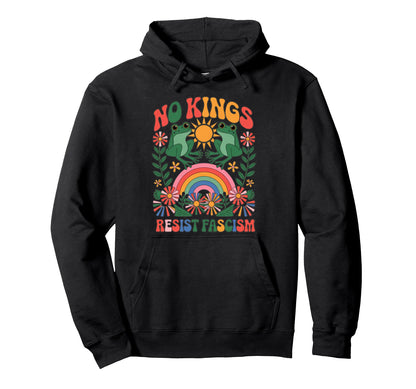 Frog Resist Fascism Groovy Rainbow No Hoodie - Custom Art Print Unisex - T-Shirt, Sweatshirt, Hoodie