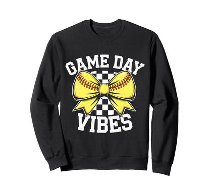 Softball Game Day Vibes Coquette Sweatshirt - Custom Art Print Men Women - T-Shirt, Sweatshirt, Hoodie