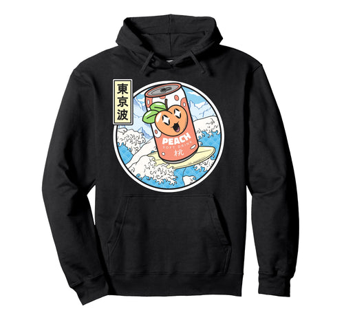 Surfing Peach Soda Japanese Waves Hoodie - Trendy Graphic for Adults - T-Shirt, Sweatshirt, Hoodie