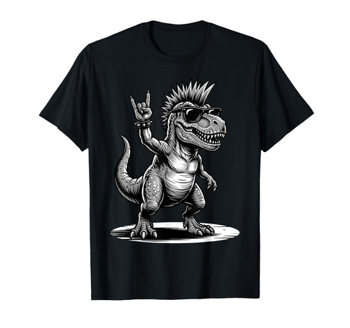 Funny T Rex Dino Loving Rock And Roll T-Shirt - Graphic Print Men Women - T-Shirt, Sweatshirt, Hoodie