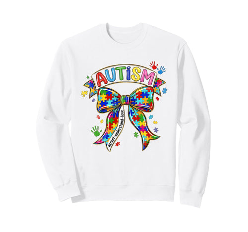 Coquette Rainbow Autism Ribbon Its Sweatshirt - Minimalist Print Men Women - T-Shirt, Sweatshirt, Hoodie