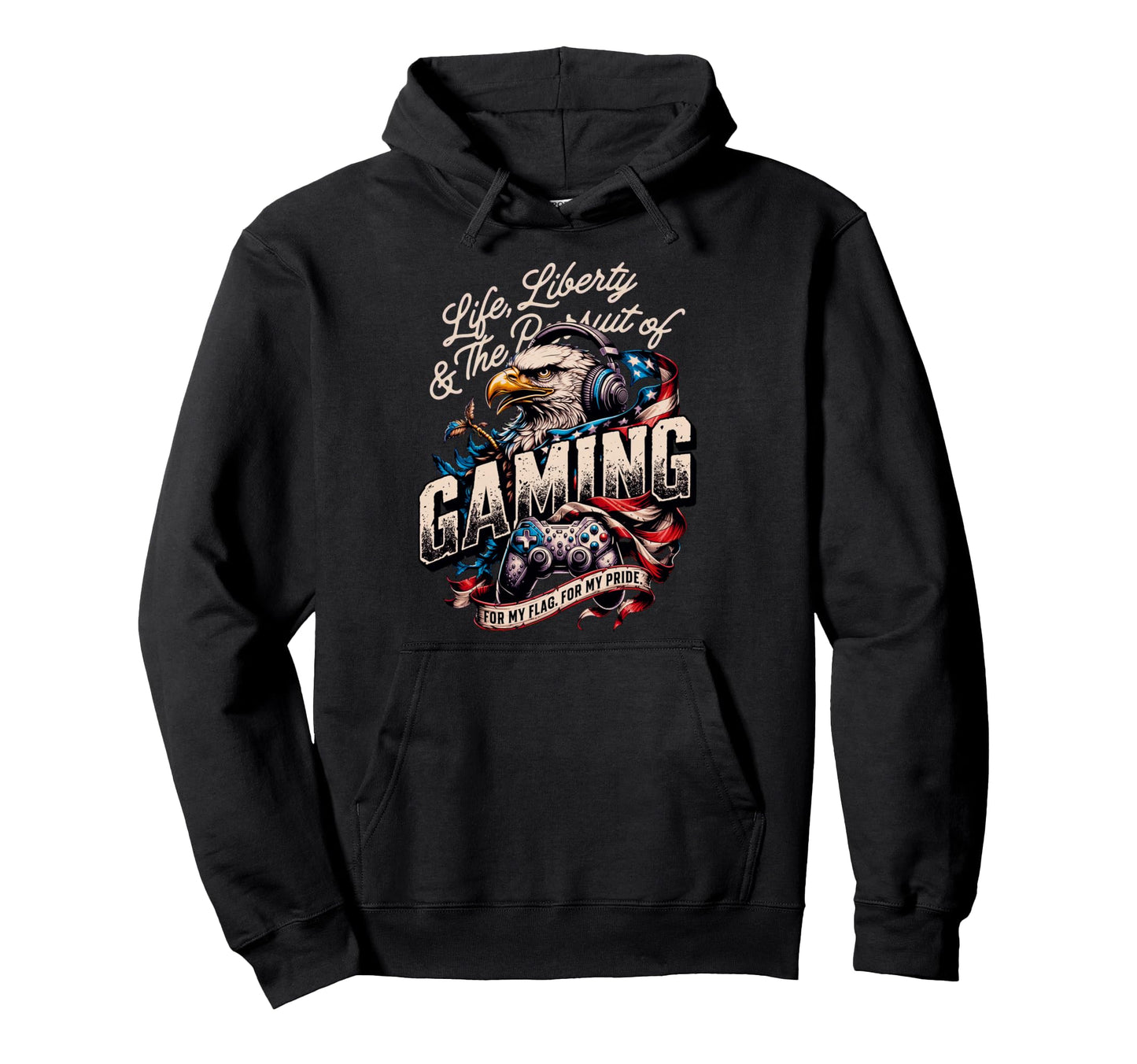 Funny Patriotic Usa Gamer Proud Gaming Hoodie - Trendy Graphic for Adults - T-Shirt, Sweatshirt, Hoodie