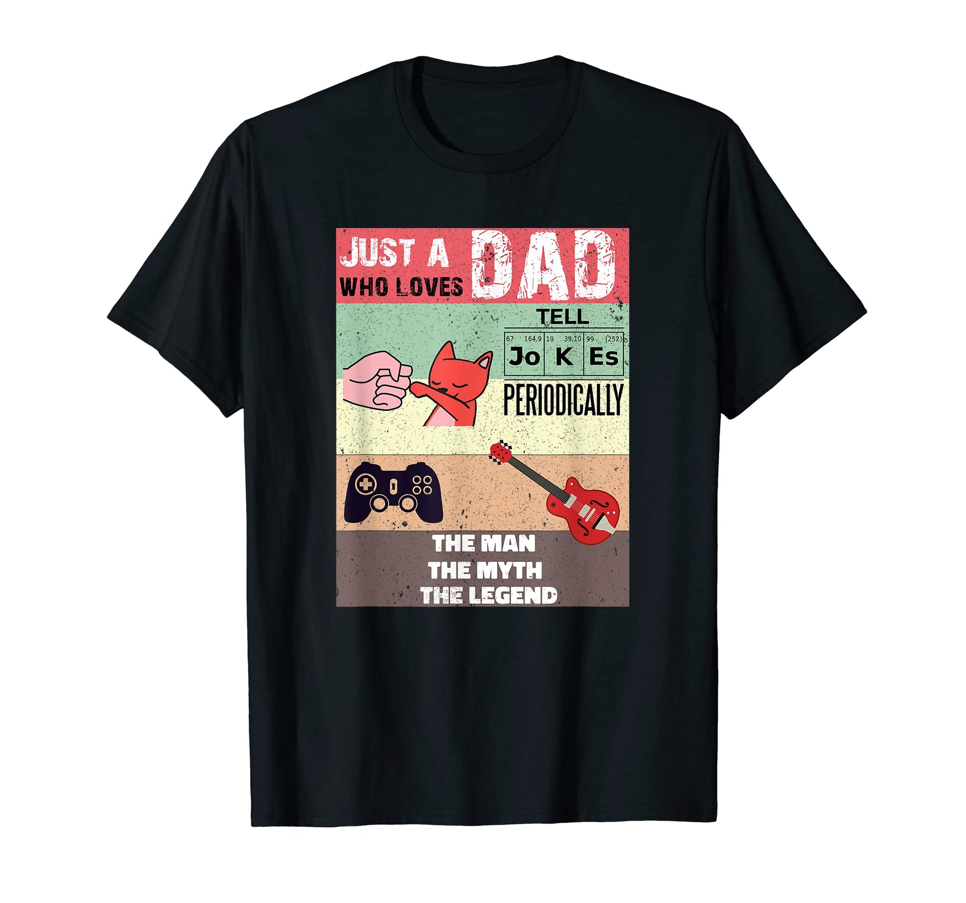 Mens Cat Dad Gamer Dad Guitar Dad T-Shirt - Fun Novelty Design for Adults - T-Shirt, Sweatshirt, Hoodie