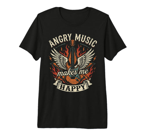 Angry Music Makes Me Happy Skull Rock Band T-Shirt - Graphic Print Unisex - T-Shirt, Sweatshirt, Hoodie