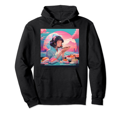 Lofi Vaporwave Sushi Aesthetic Japan Kawaii Hoodie - Unique Graphic Unisex - T-Shirt, Sweatshirt, Hoodie