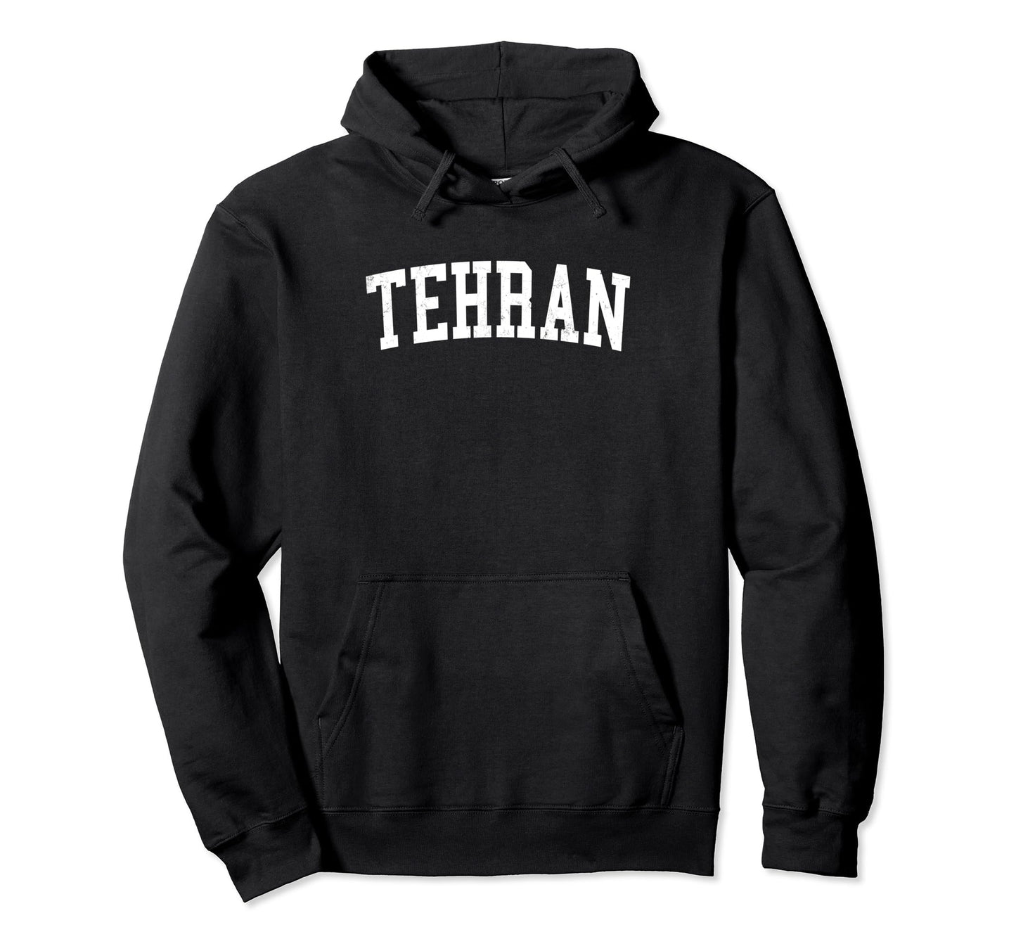 Tehran Iran Distressed White Varsity Hoodie - Unique Graphic for Adults - T-Shirt, Sweatshirt, Hoodie