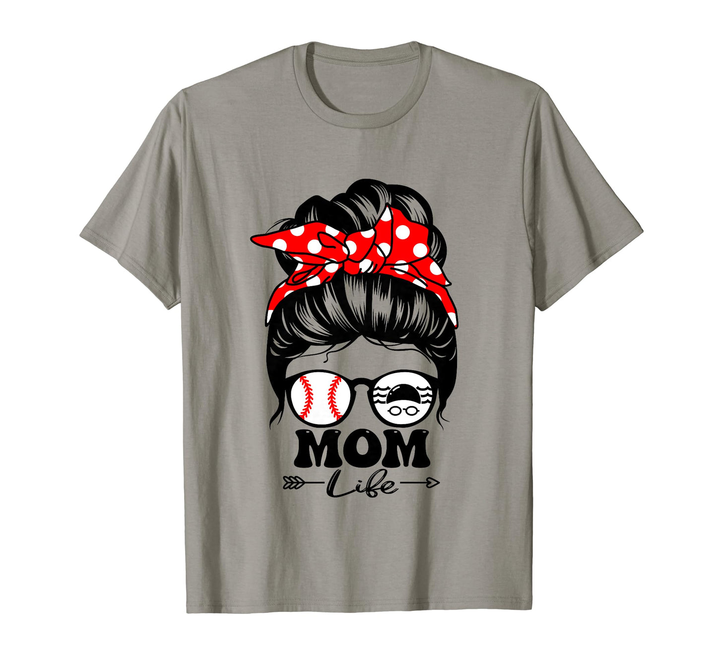 Mom Life Messy Bun Hair Funny Swim T-Shirt - Minimalist Print Men Women - T-Shirt, Sweatshirt, Hoodie