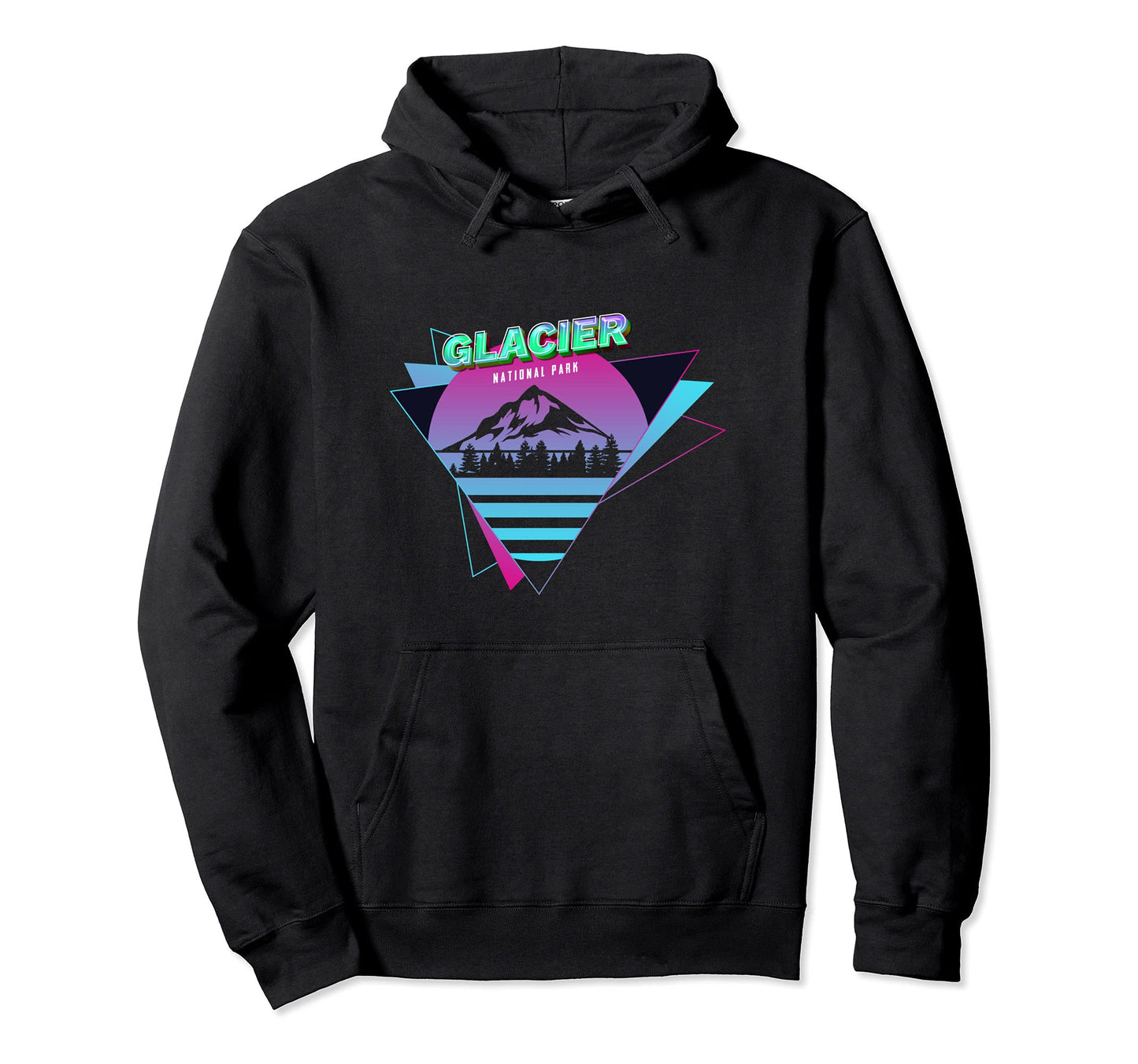 Vaporwave Glacier National Park Hoodie - Aesthetic Graphic for Adults - T-Shirt, Sweatshirt, Hoodie