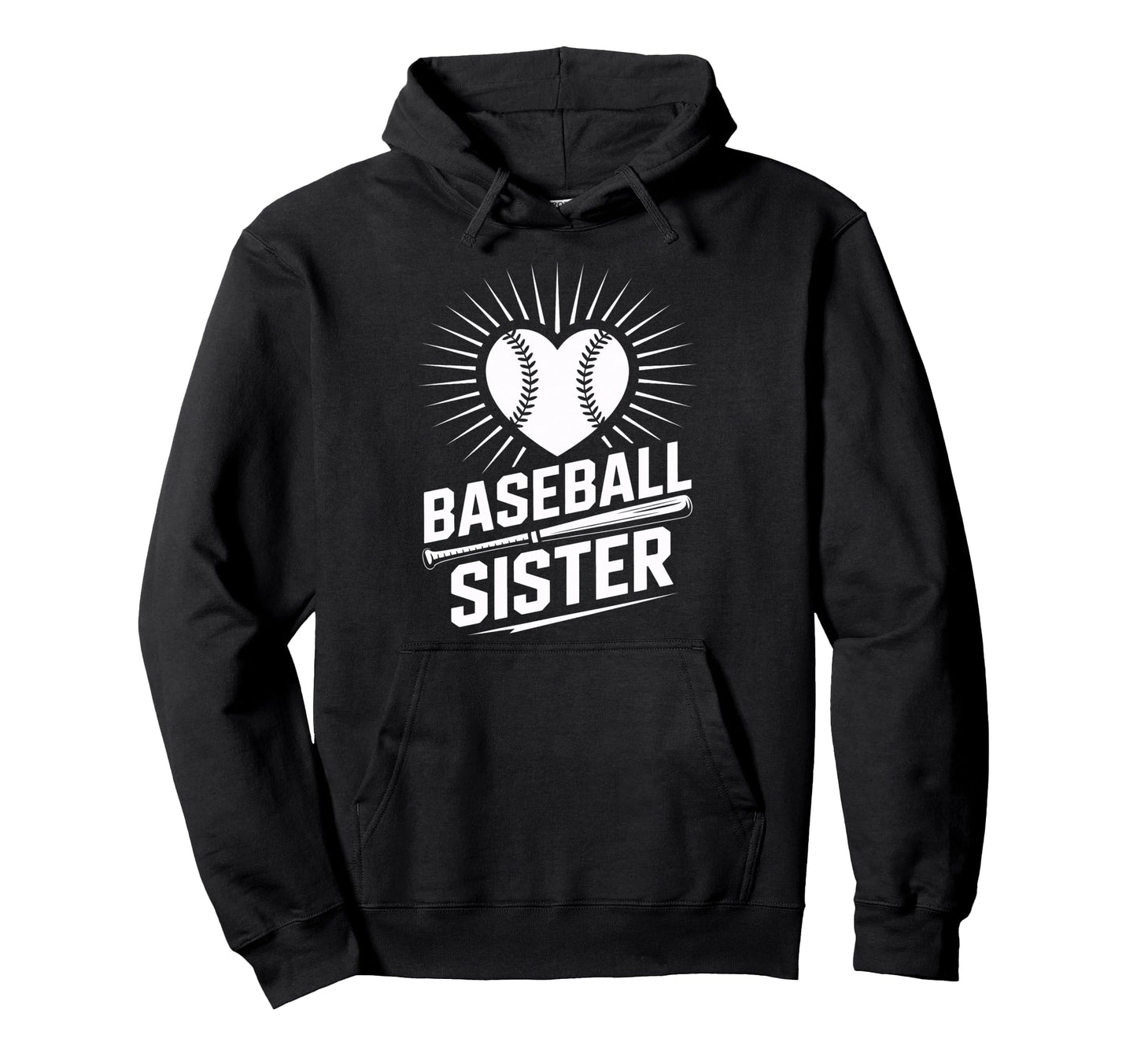 Proud Baseball Sister Heart Bat Hoodie - Graphic Print for Adults - T-Shirt, Sweatshirt, Hoodie