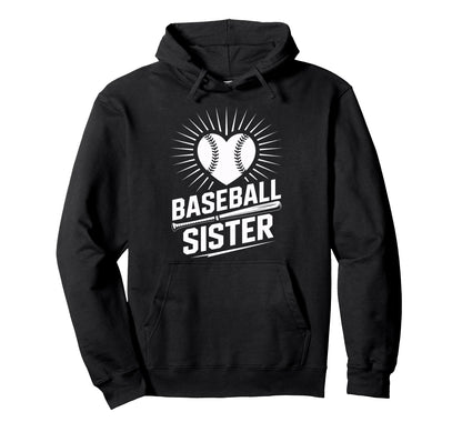 Proud Baseball Sister Heart Bat Hoodie - Graphic Print for Adults - T-Shirt, Sweatshirt, Hoodie