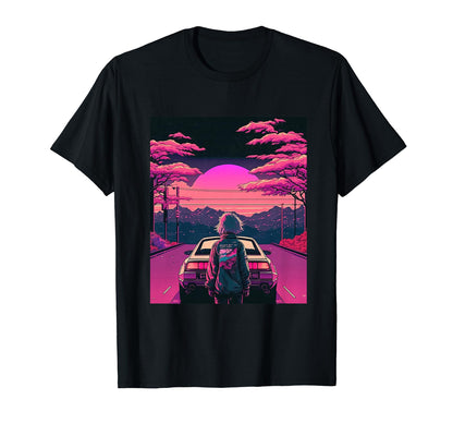Aesthetic Sunset Japanese T-Shirt - Casual Everyday Wear Men Women - T-Shirt, Sweatshirt, Hoodie