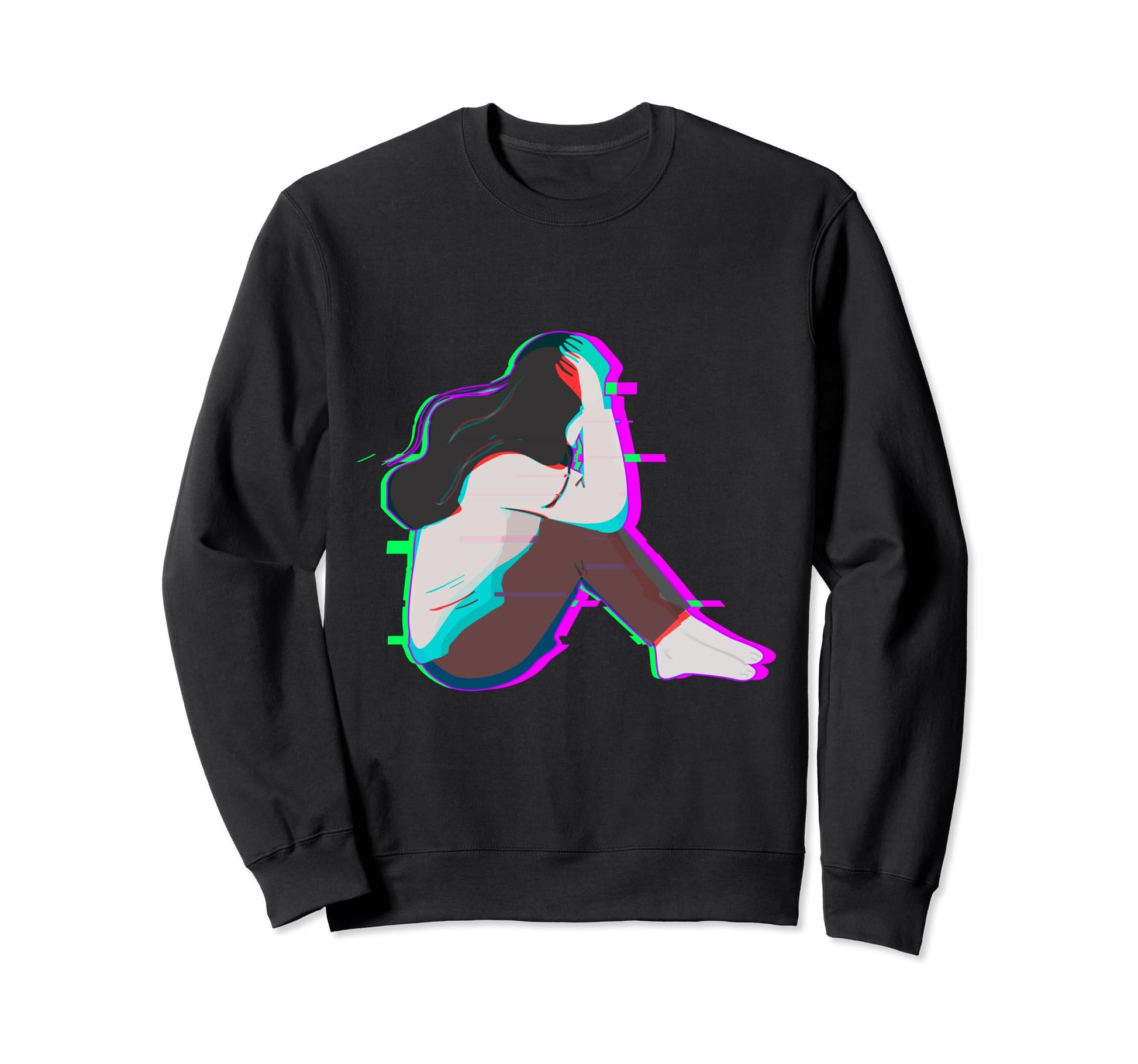 Sad Antisocial Glitch Aesthetic Sweatshirt - Trendy Graphic Men Women - T-Shirt, Sweatshirt, Hoodie
