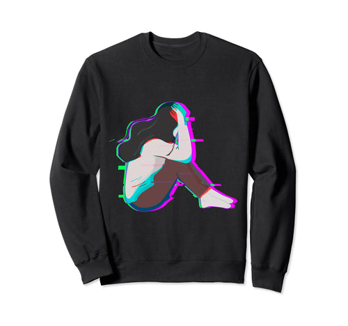 Sad Antisocial Glitch Aesthetic Sweatshirt - Trendy Graphic Men Women - T-Shirt, Sweatshirt, Hoodie