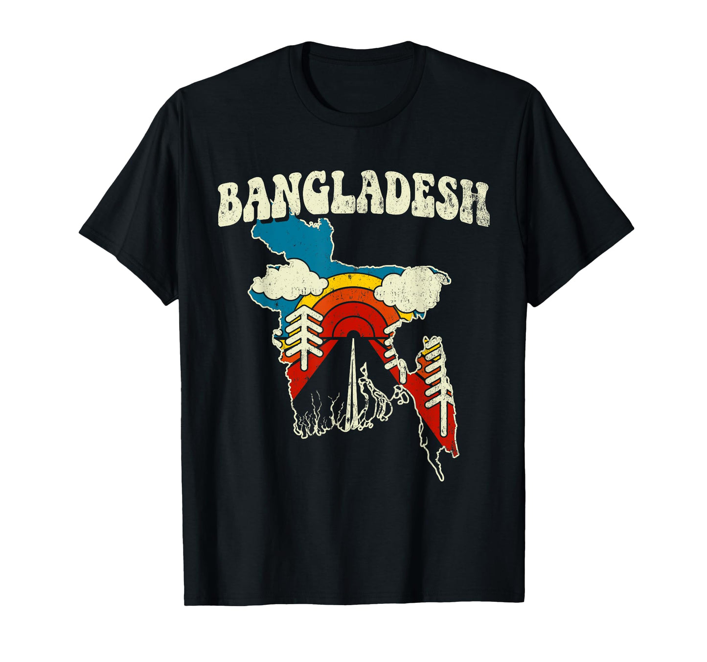 Bangladesh Bengali Country Rainbow 70S T-Shirt - Custom Art Print Unisex - T-Shirt, Sweatshirt, Hoodie