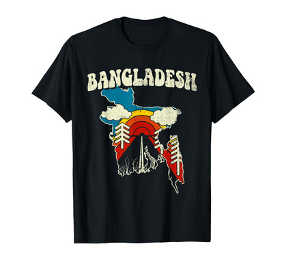 Bangladesh Bengali Country Rainbow 70S T-Shirt - Custom Art Print Unisex - T-Shirt, Sweatshirt, Hoodie