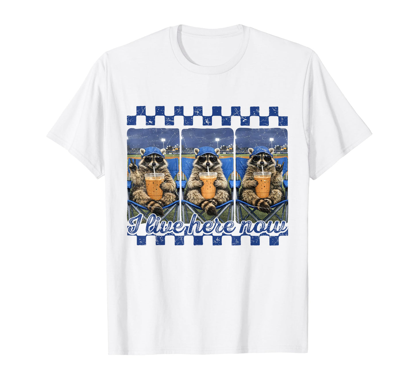 I Live Here Now Baseball Raccoon Meme T-Shirt - Minimalist Print Unisex - T-Shirt, Sweatshirt, Hoodie
