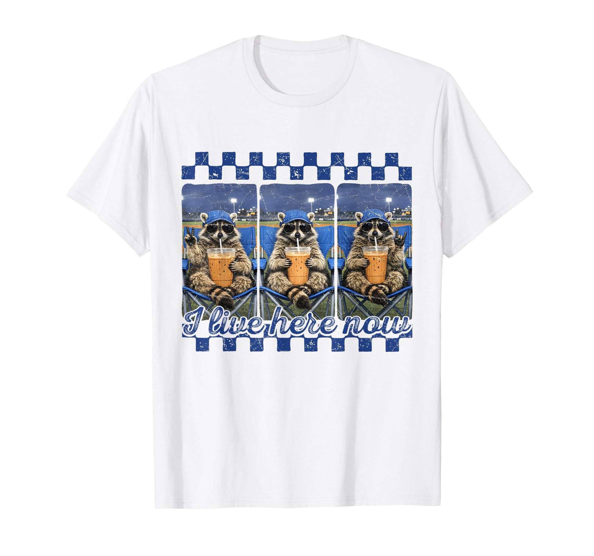 I Live Here Now Baseball Raccoon Meme T-Shirt - Minimalist Print Unisex - T-Shirt, Sweatshirt, Hoodie