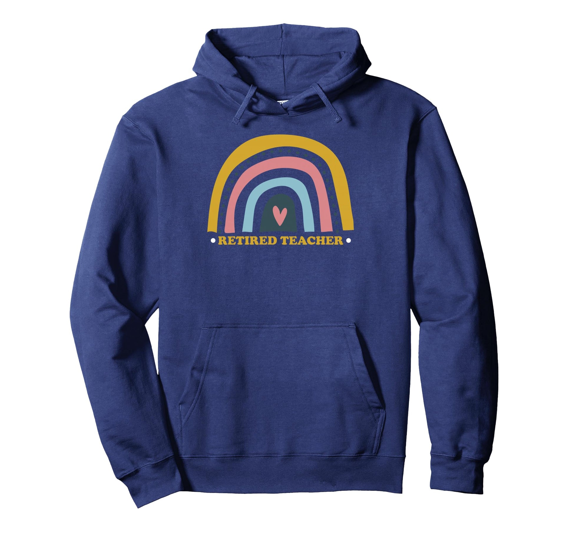Rainbow Retired Teacher Heart Symbol Hoodie - Trendy Graphic for Adults - T-Shirt, Sweatshirt, Hoodie