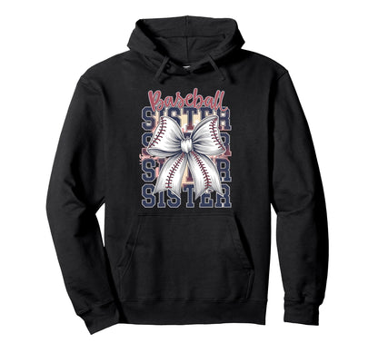 Baseball Sister Coquette Bow Hoodie - Trendy Graphic for Adults - T-Shirt, Sweatshirt, Hoodie