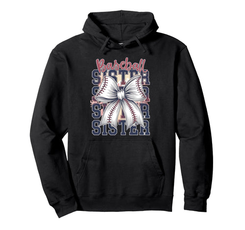 Baseball Sister Coquette Bow Hoodie - Trendy Graphic for Adults - T-Shirt, Sweatshirt, Hoodie