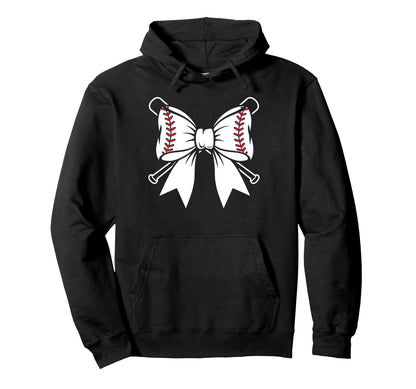 Baseball Bow Bats Coquette Aesthetic Hoodie - Custom Art Print Unisex - T-Shirt, Sweatshirt, Hoodie