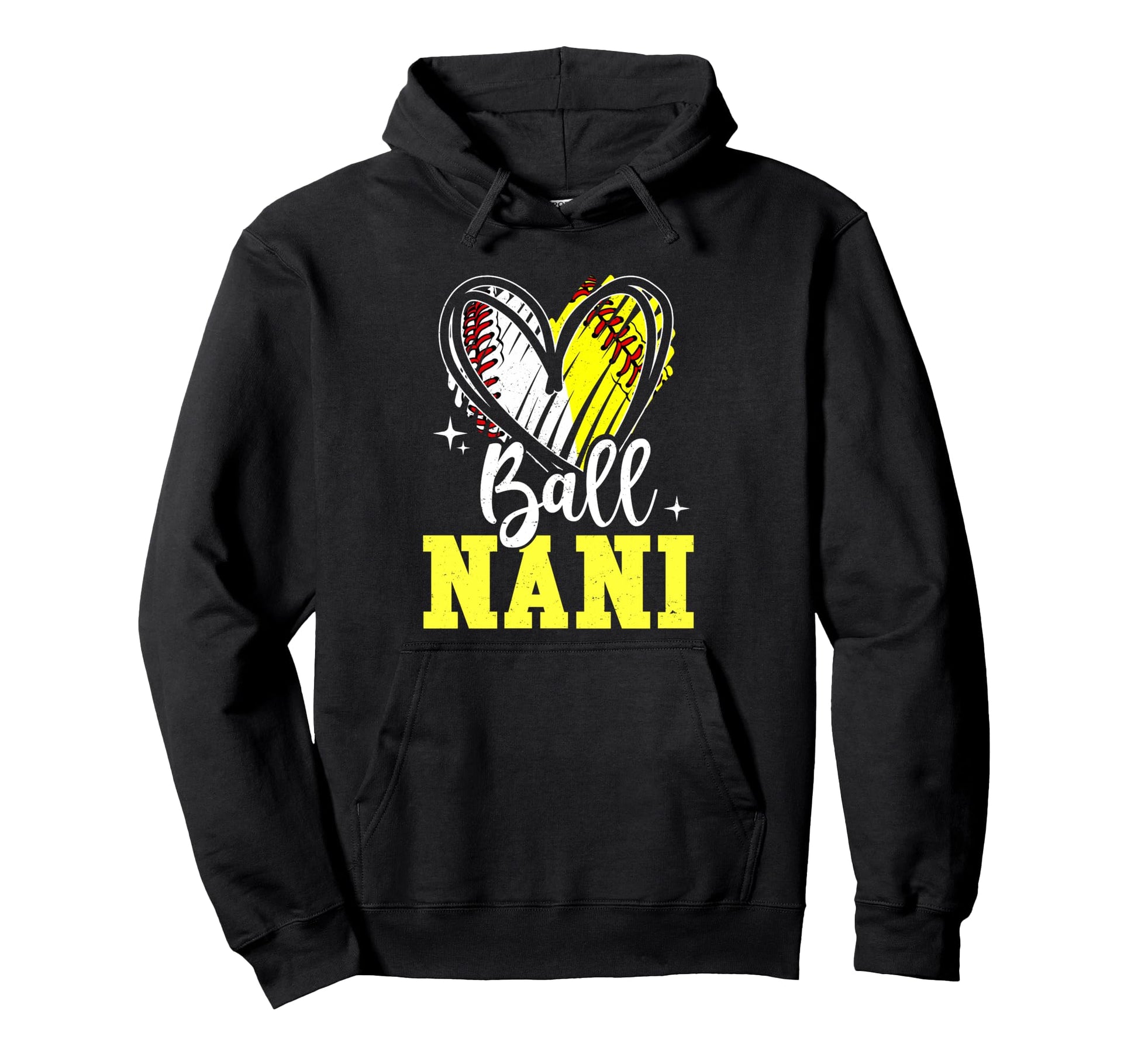 Ball Nani Softball Baseball Grandma Hoodie - Unique Graphic Unisex - T-Shirt, Sweatshirt, Hoodie