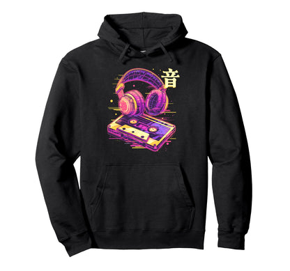 Sound Headphone Casette Glitch 80S Hoodie - Minimalist Print Unisex - T-Shirt, Sweatshirt, Hoodie