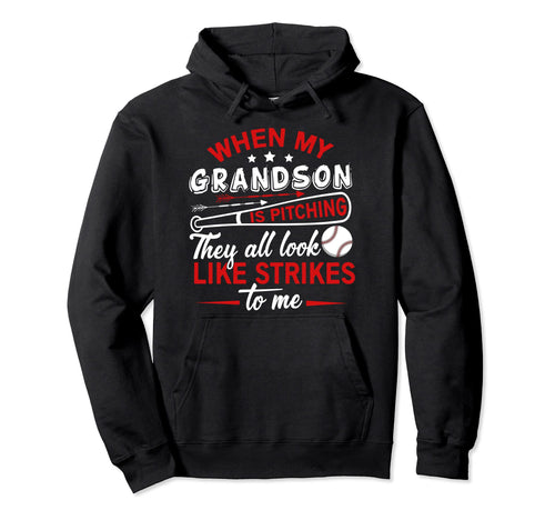 Baseball Grandson Is Pitching They Hoodie - Custom Art Print for Adults - T-Shirt, Sweatshirt, Hoodie