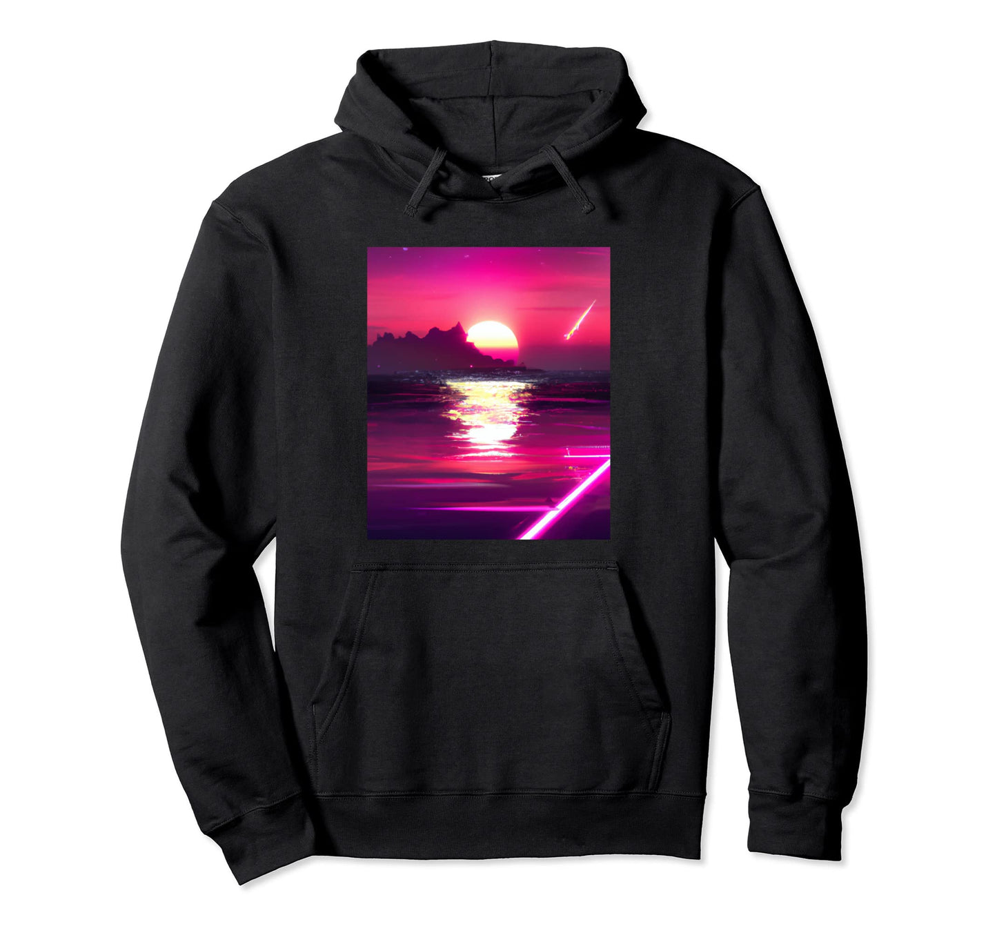Vaporwave Sun Synthwave Sunset Aesthetic Hoodie - Unique Graphic Unisex - T-Shirt, Sweatshirt, Hoodie