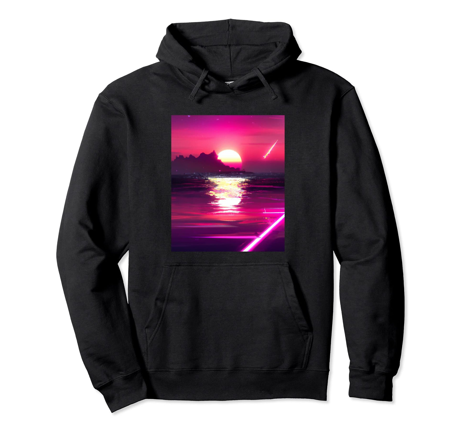 Vaporwave Sun Synthwave Sunset Aesthetic Hoodie - Unique Graphic Unisex - T-Shirt, Sweatshirt, Hoodie