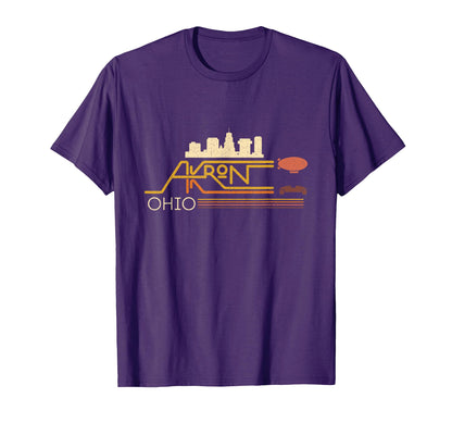 Akron Ohio Skyline Akron Blimp Stripes T-Shirt - Fun Novelty Design Unisex - T-Shirt, Sweatshirt, Hoodie