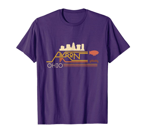Akron Ohio Skyline Akron Blimp Stripes T-Shirt - Fun Novelty Design Unisex - T-Shirt, Sweatshirt, Hoodie