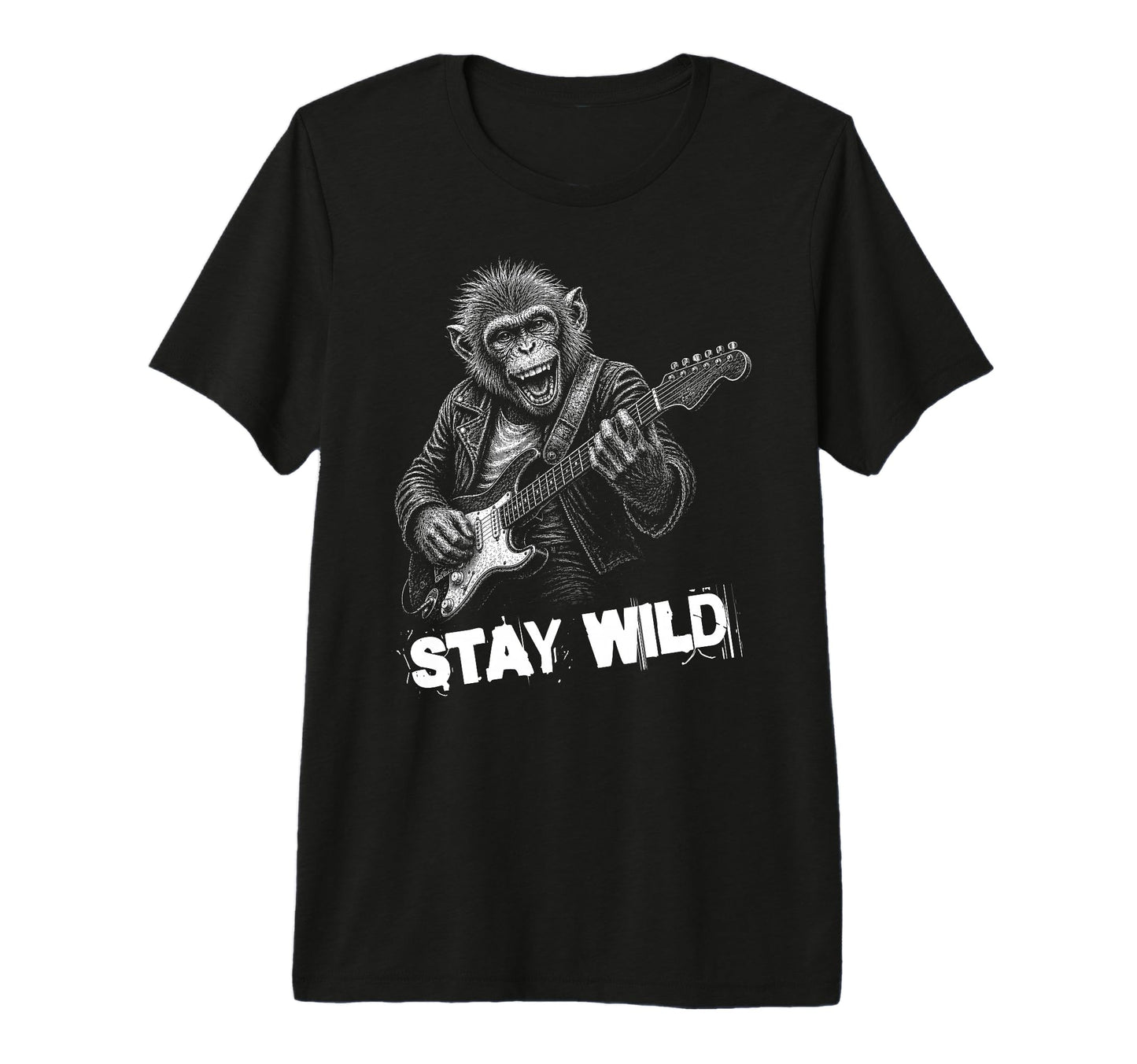 Stay Loud Monkey Guitar Funny Animal T-Shirt - Minimalist Print Unisex - T-Shirt, Sweatshirt, Hoodie