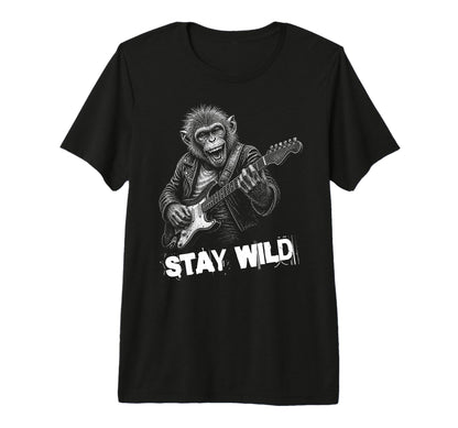 Stay Loud Monkey Guitar Funny Animal T-Shirt - Minimalist Print Unisex - T-Shirt, Sweatshirt, Hoodie