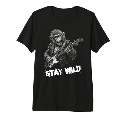 Stay Loud Monkey Guitar Funny Animal T-Shirt - Minimalist Print Unisex - T-Shirt, Sweatshirt, Hoodie