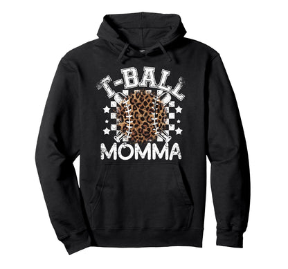 T Ball Teeball Momma Leopard Cheetah Hoodie - Graphic Print Men Women - T-Shirt, Sweatshirt, Hoodie