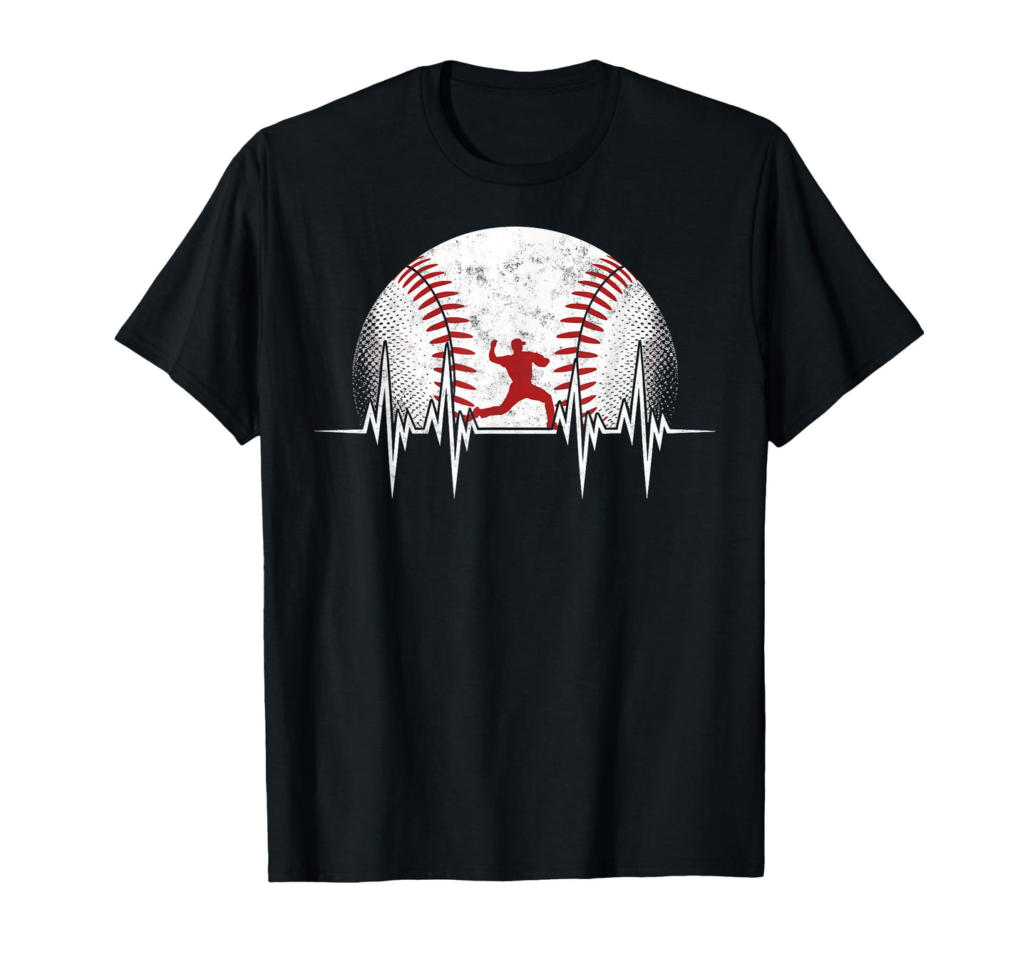 Baseball Ball Heartbeat Player Coach Dad T-Shirt - Minimalist Print Unisex - T-Shirt, Sweatshirt, Hoodie