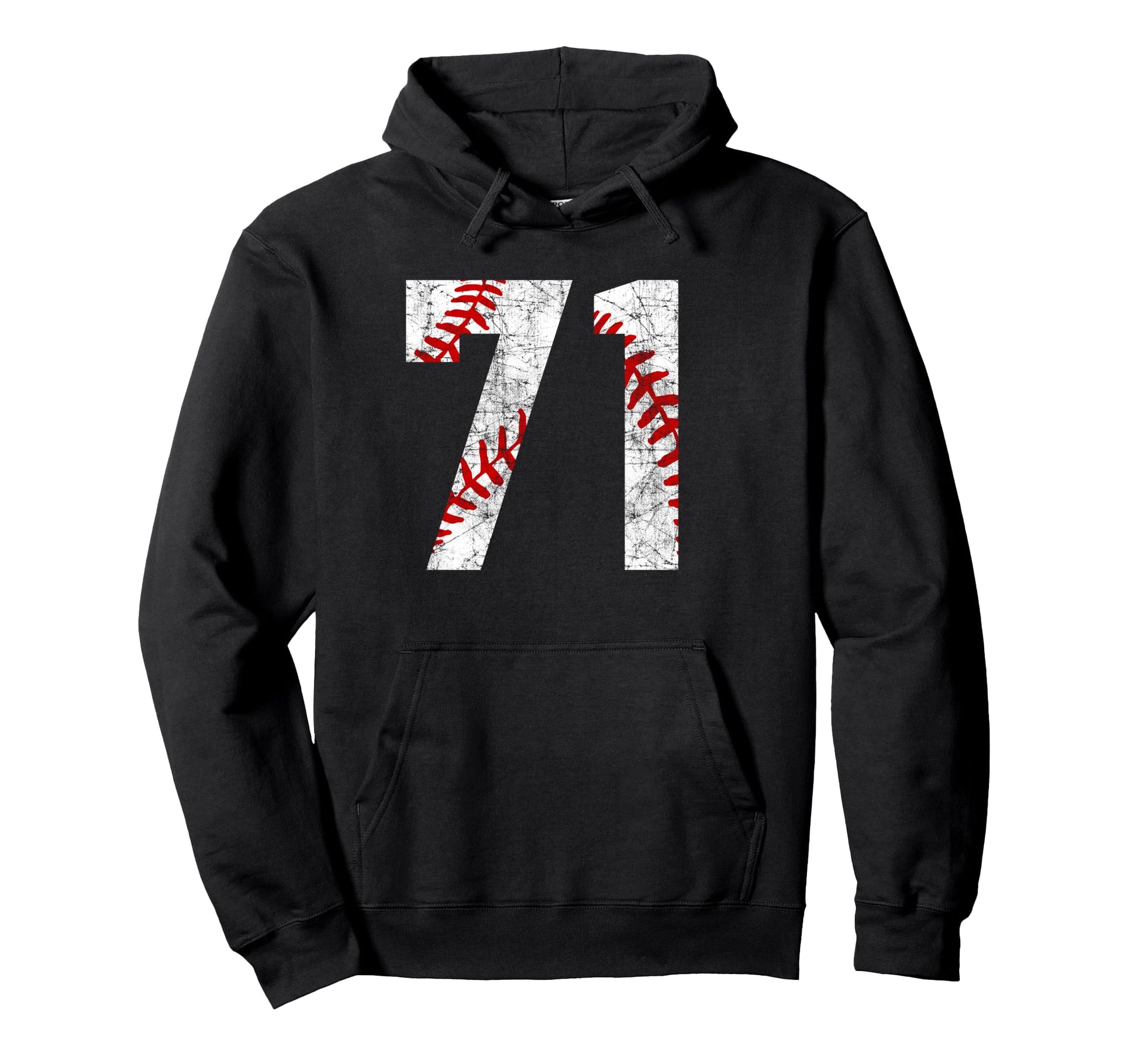Distressed Baseball Number 71 Jersey Hoodie - Unique Graphic for Adults - T-Shirt, Sweatshirt, Hoodie
