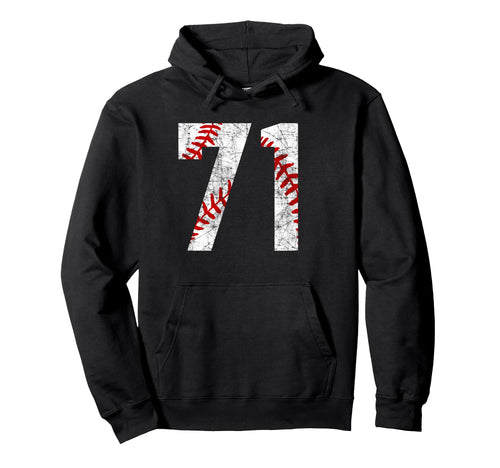 Distressed Baseball Number 71 Jersey Hoodie - Unique Graphic for Adults - T-Shirt, Sweatshirt, Hoodie