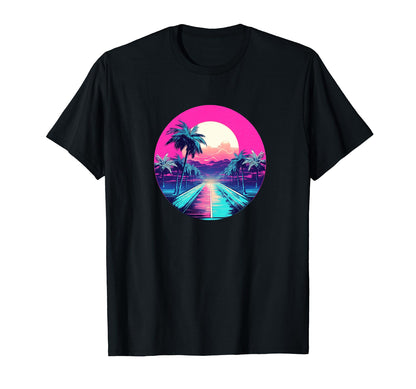 Vaporwave Landscape Aesthetic Art T-Shirt - Minimalist Print for Adults - T-Shirt, Sweatshirt, Hoodie