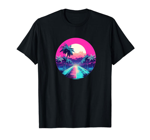 Vaporwave Landscape Aesthetic Art T-Shirt - Minimalist Print for Adults - T-Shirt, Sweatshirt, Hoodie