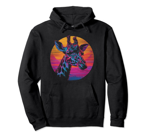Giraffe Vaporwave Aesthetic Synthwave 80S Hoodie - Streetwear Style Unisex - T-Shirt, Sweatshirt, Hoodie